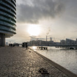 Islands Brygge in Copenhagen - sunset at the Bryggebroen bridge